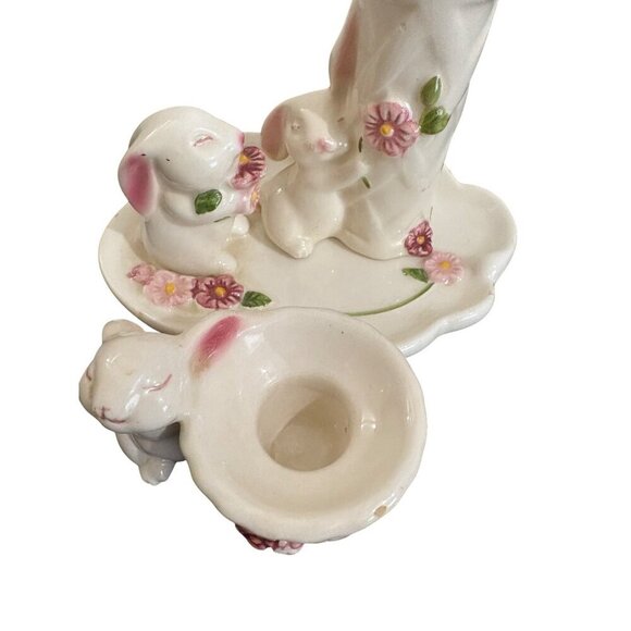Vintage Easter 3 Piece Avon 1985 Ceramic Bunny & Floral Trinket Tray And Vase Se - Picture 2 of 11